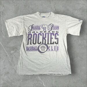 Vintage Colorado Rockies Shirt Men Large Grey 1993 Logo 7 Baseball Big Print 90s